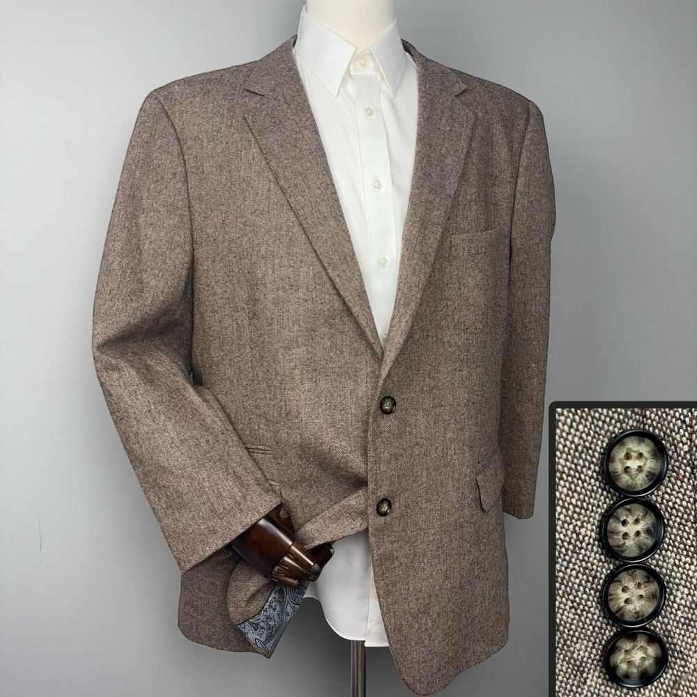 Alan Flusser Blazer Men's 48R Brown 2 Button Paisley Lined Sport Coat Preppy